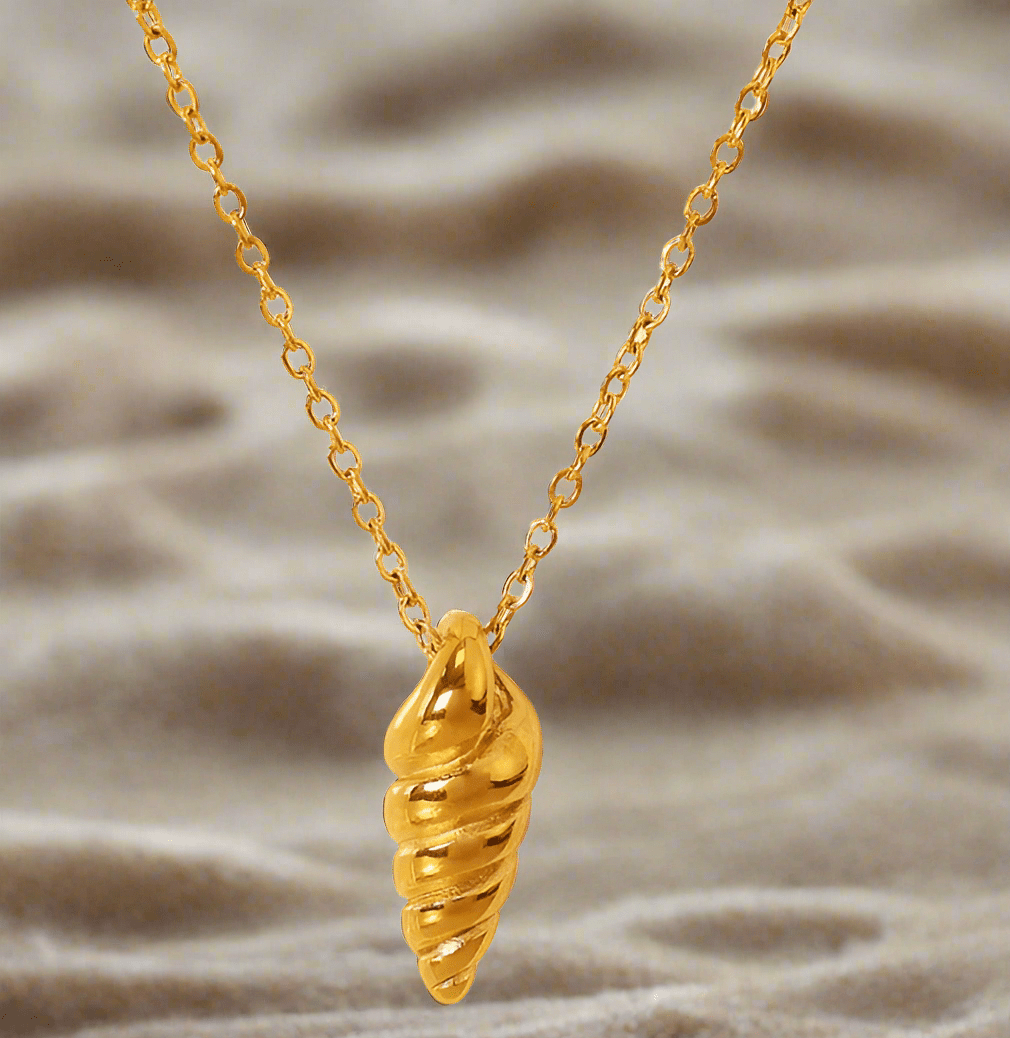 dainty gold mini conch necklace waterproof