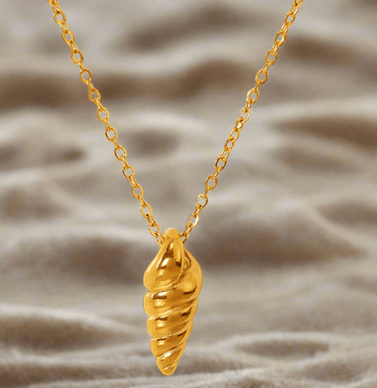 dainty gold mini conch necklace waterproof