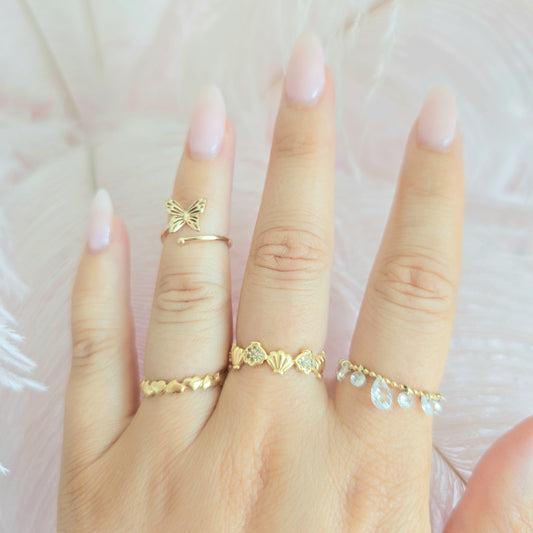 stackable beach waterproof rings gold