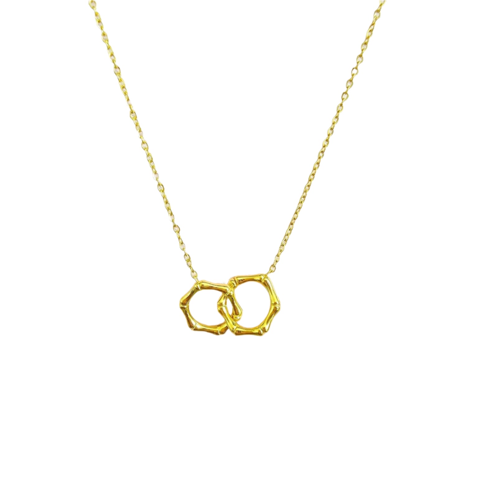 dainty gold double bamboo necklace waterproof