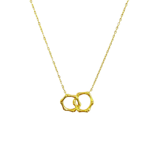 dainty gold double bamboo necklace waterproof