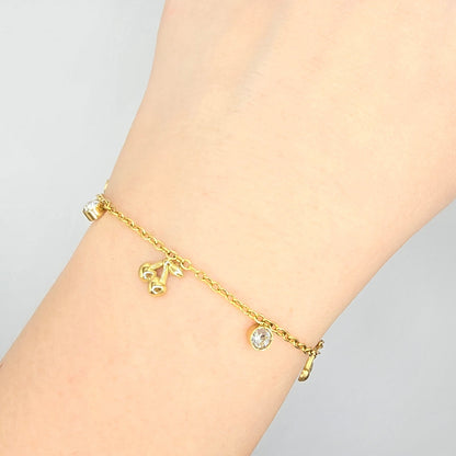 cherries gold bracelet tiny waterproof 