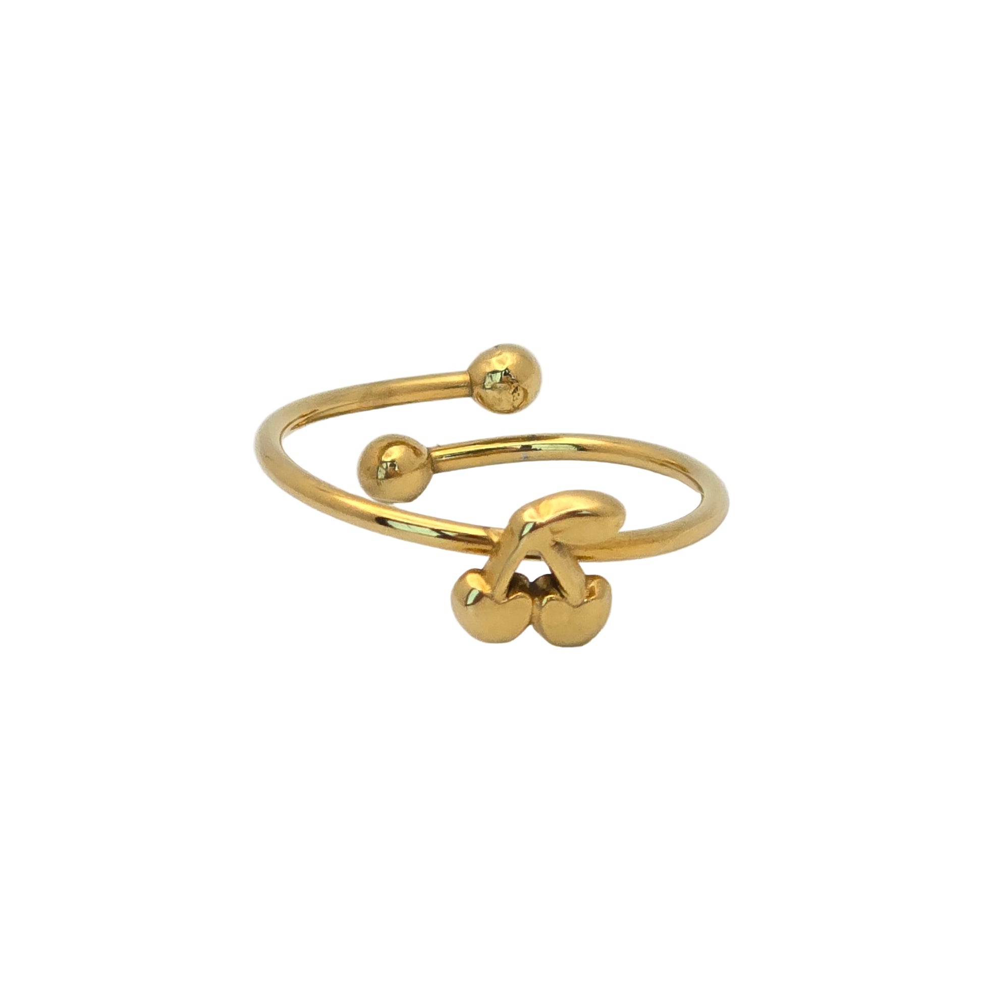 cute stackable cherry gold ring waterproof