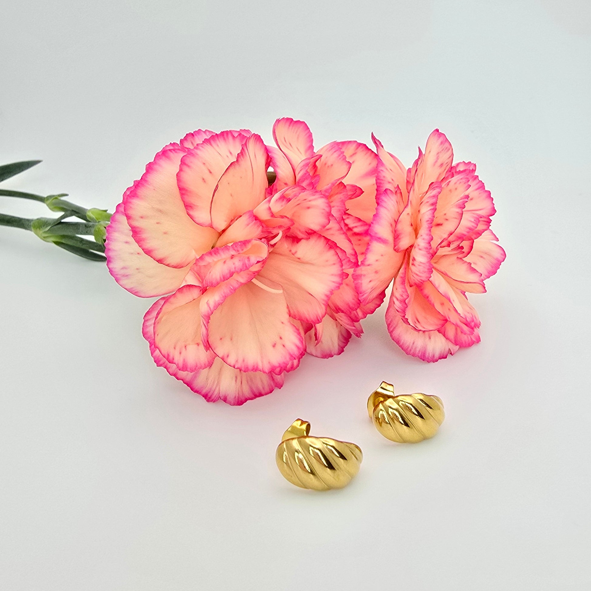 tiny gold dainty croissant stud earrings