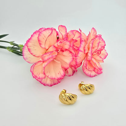 tiny gold dainty croissant stud earrings