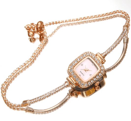 delicate gold vintage inspired bracelet watch black
