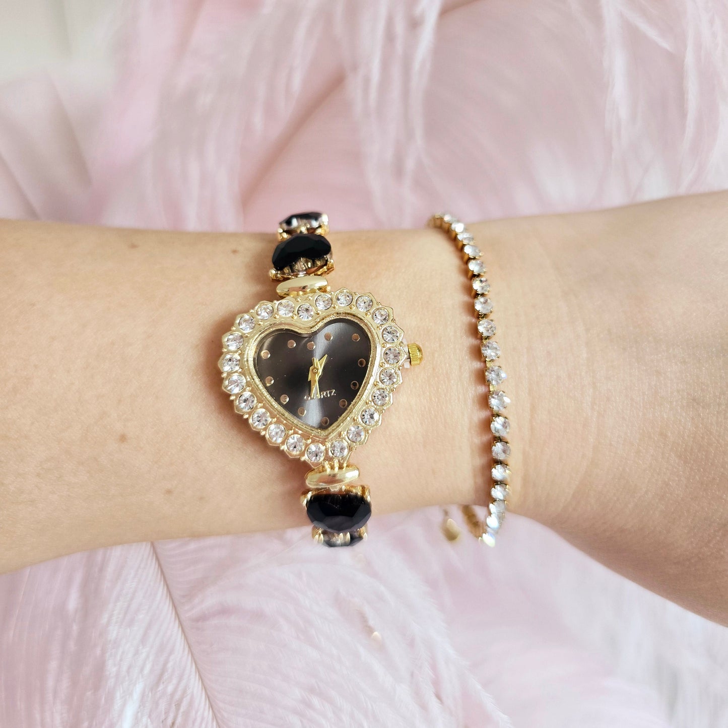 black heart vintage watch gift