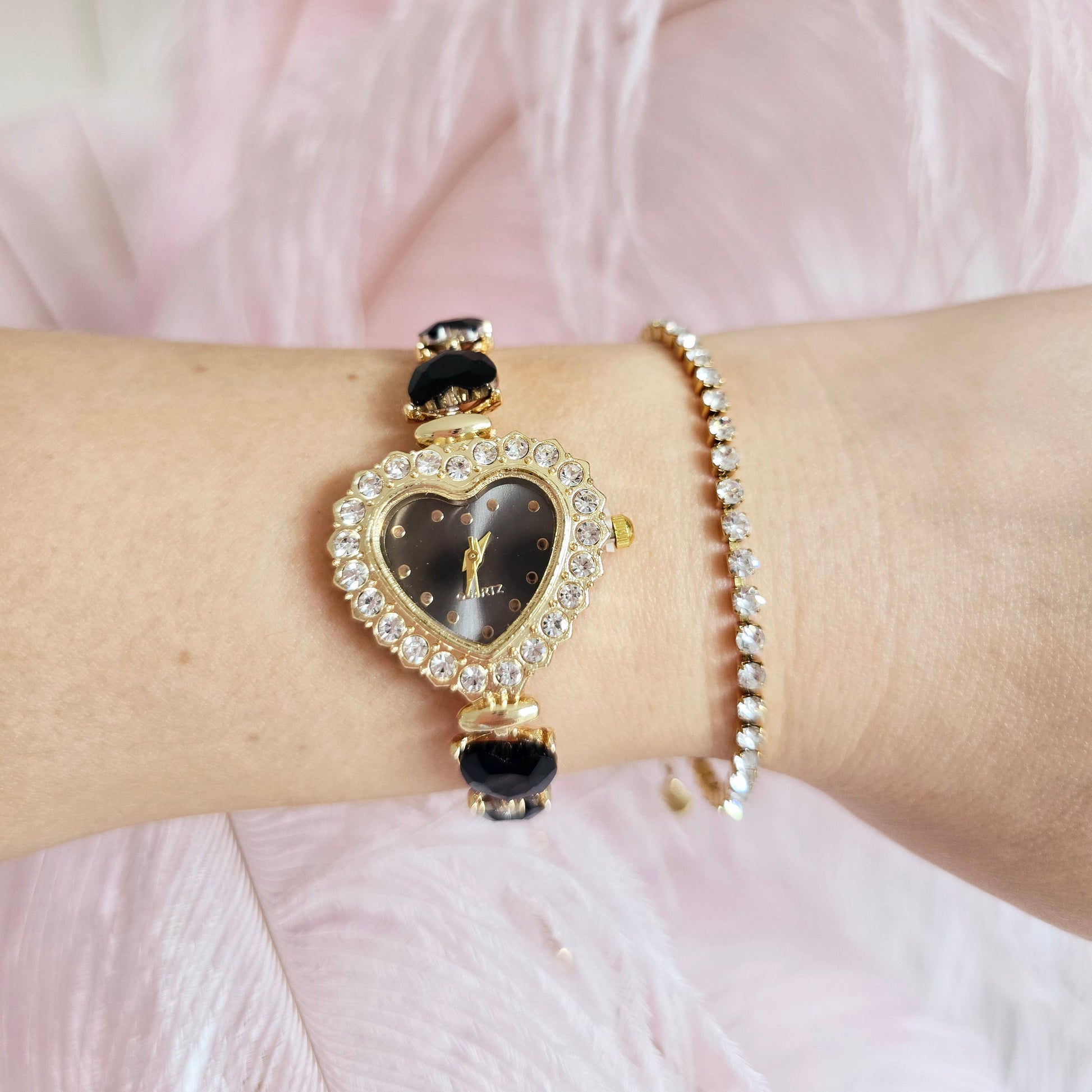 black heart vintage watch gift