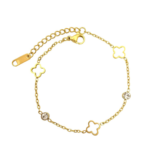 dainty mini clover diamond waterproof necklace