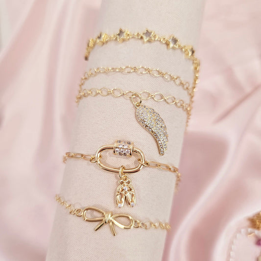 dainty gold girly bracelet stack