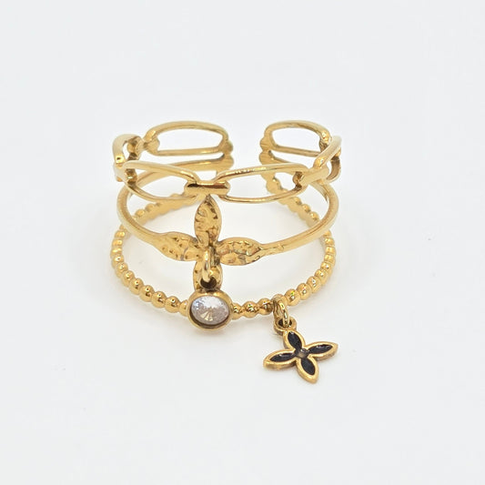 cute dangly clover ring gold waterproof