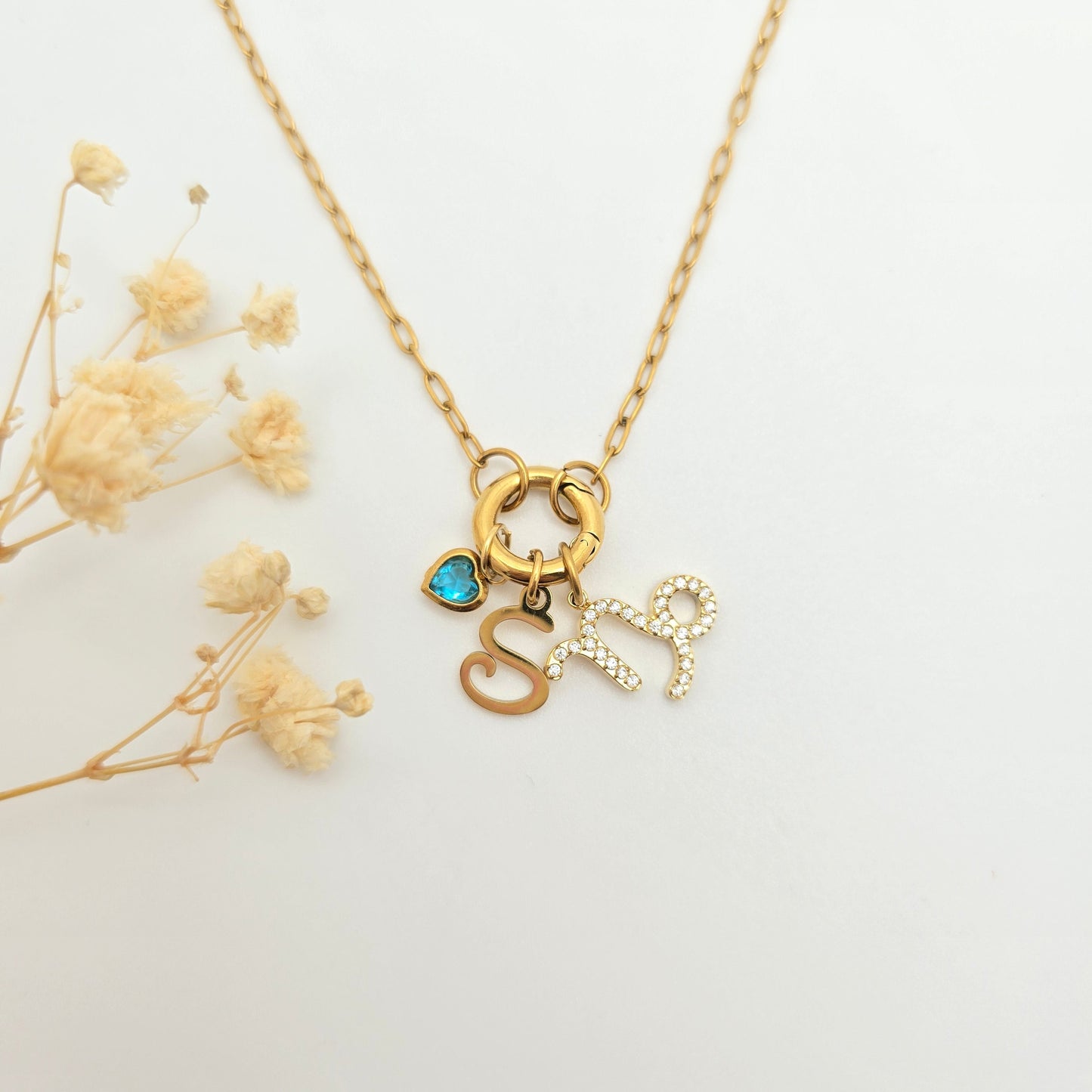personalized charm necklace birth stone
