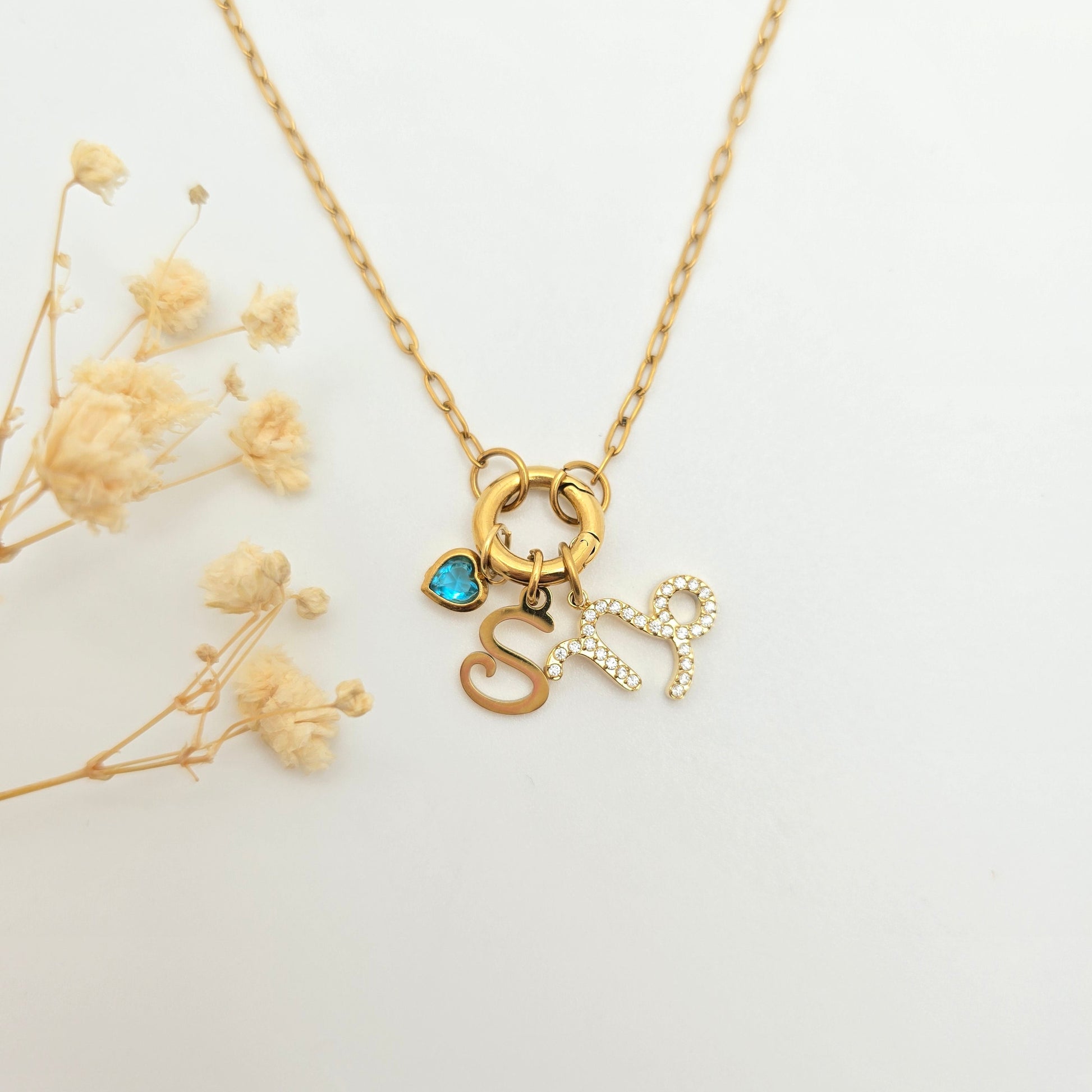 personalized charm necklace birth stone