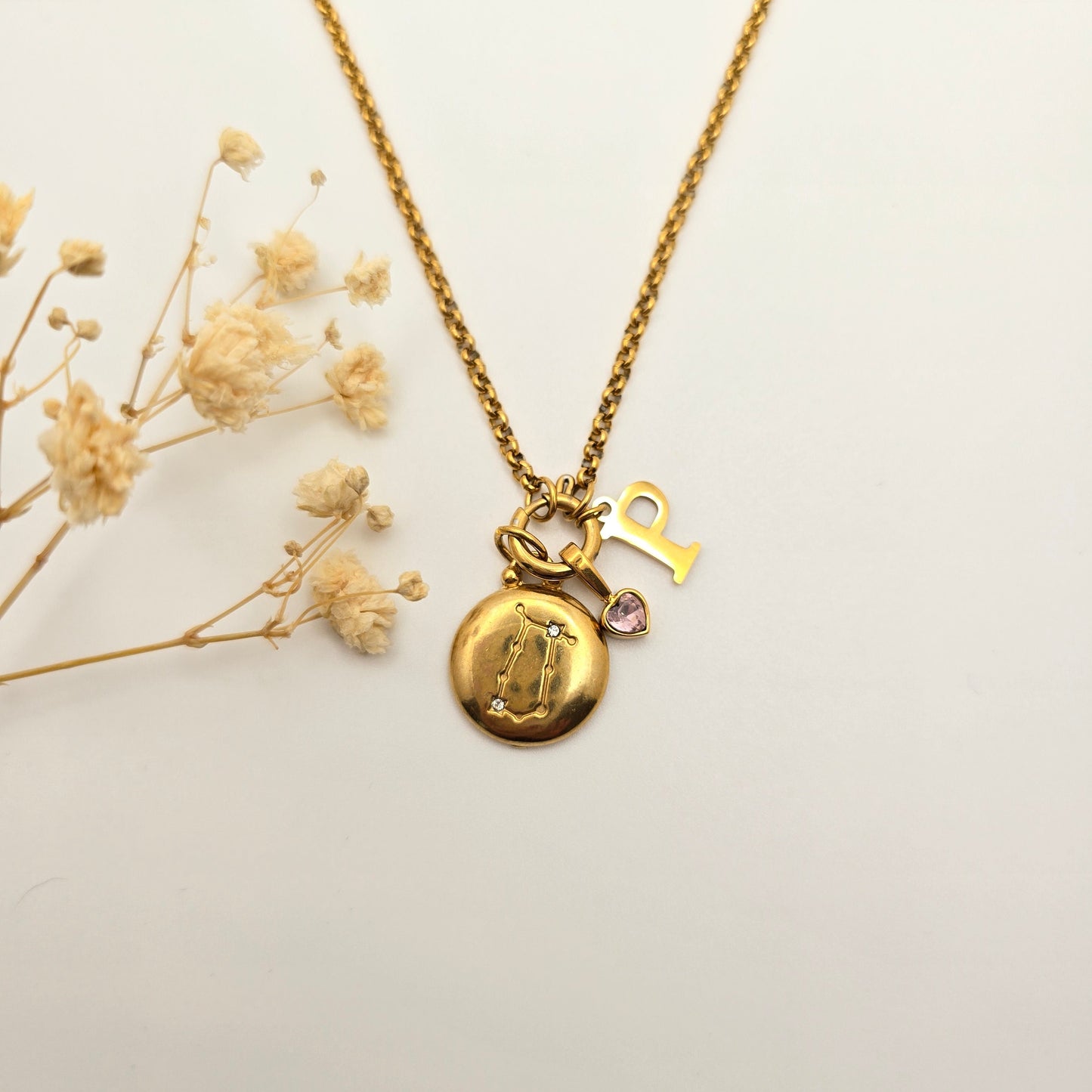 personalized charm necklace star sign