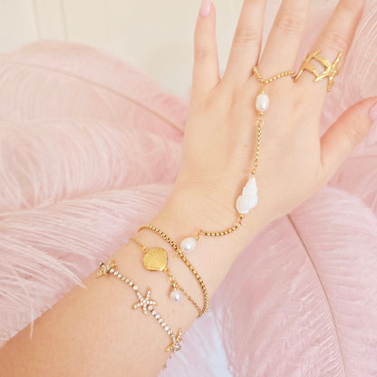 gold shell pearl hand chain waterproof