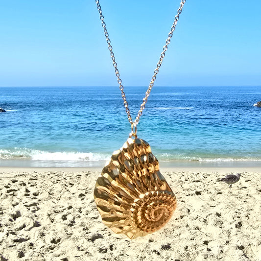 gold statement waterproof shell conch necklace beach jewelry