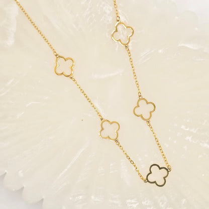 dainty gold clover necklace perfect stacking