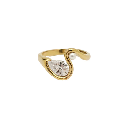 pear diamond pearl ring waterproof