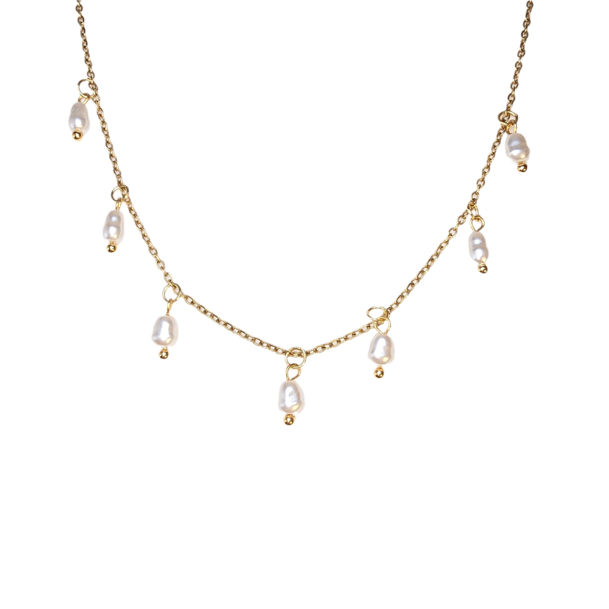 drop pearl necklace gold dainty waterproof