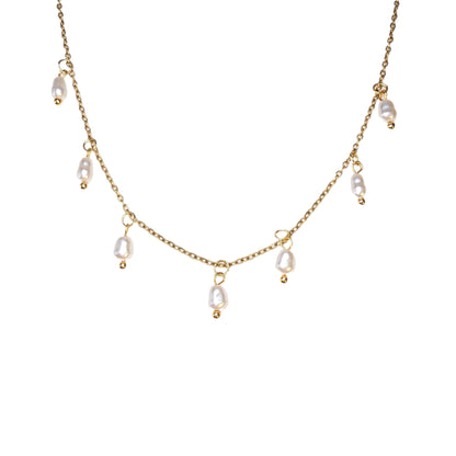 drop pearl necklace gold dainty waterproof