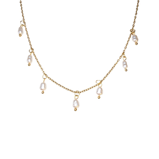 drop pearl necklace gold dainty waterproof