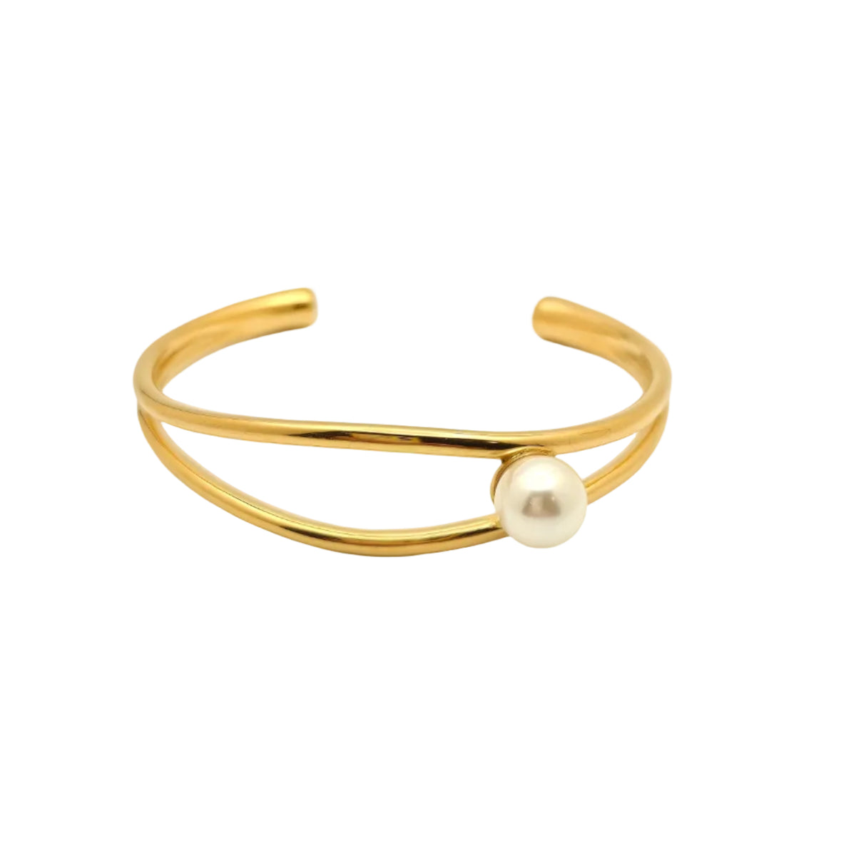 dainty gold pearl bangle stacking gift idea