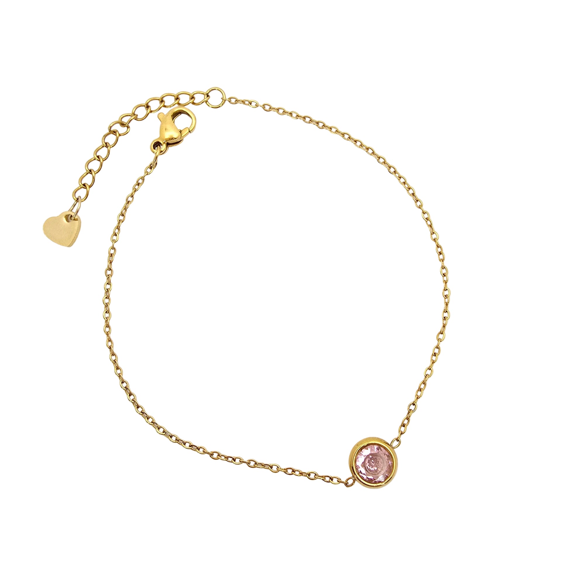 dainty thin pink diamond bracelet stackable