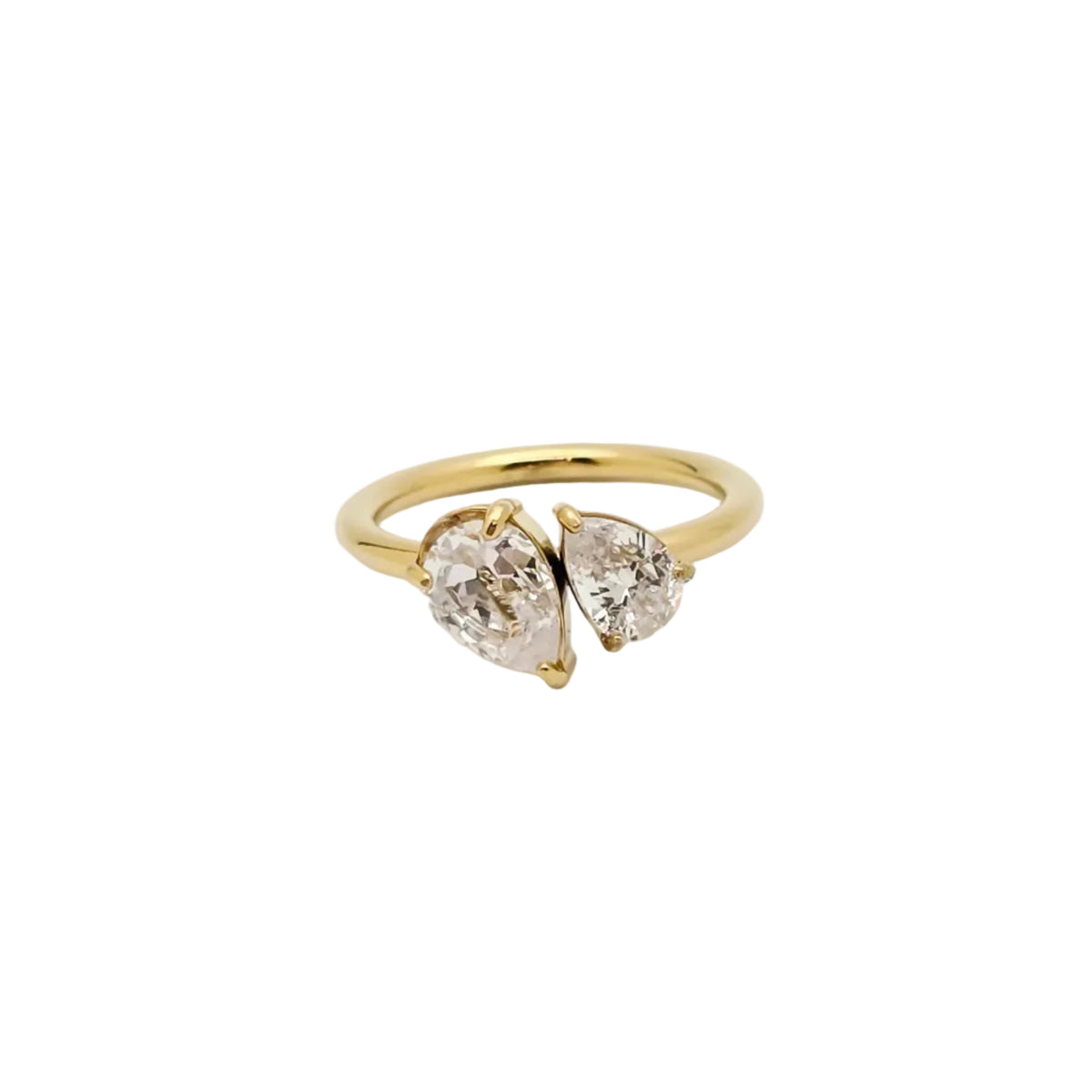 dainty gold pear diamond ring waterproof