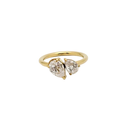 dainty gold pear diamond ring waterproof