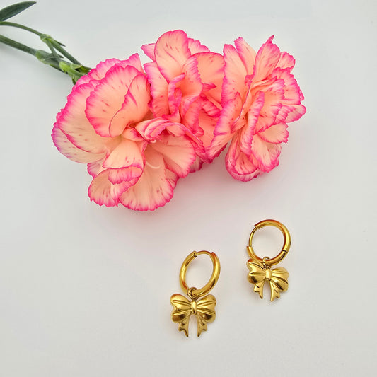 gold dainty bow earrings cute
