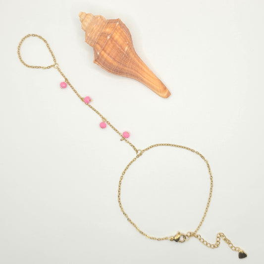 tiny pink beaded handchain gold waterproof