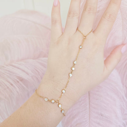 dainty gold diamond hand chain unique