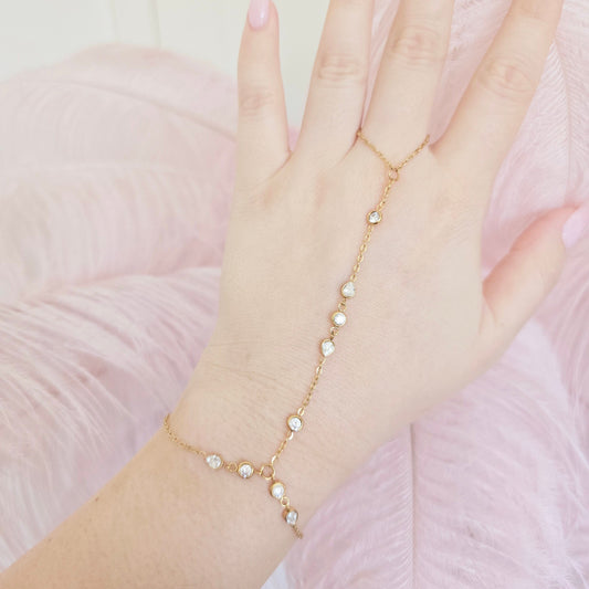 dainty gold diamond hand chain unique