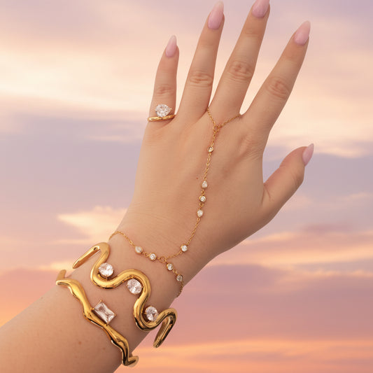 dainty gold handchain unique jewelry