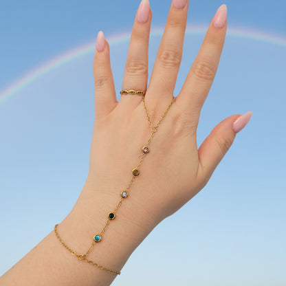 dainty gold colorful handchain unique