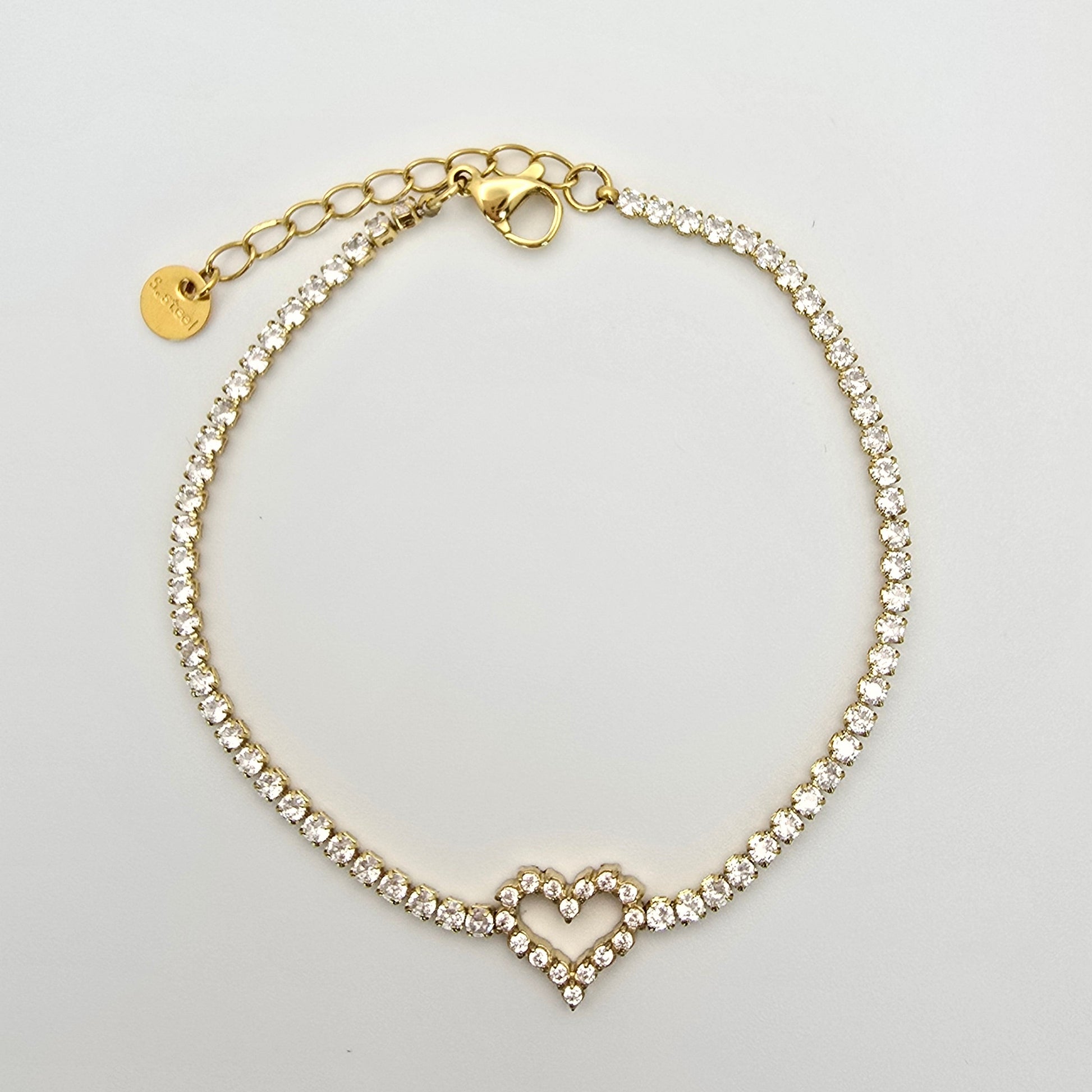 heart diamond shaped bracelet gold delicate
