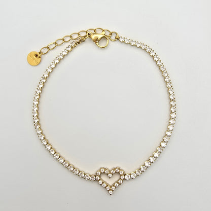 heart diamond shaped bracelet gold delicate