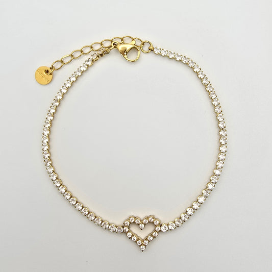 heart diamond shaped bracelet gold delicate