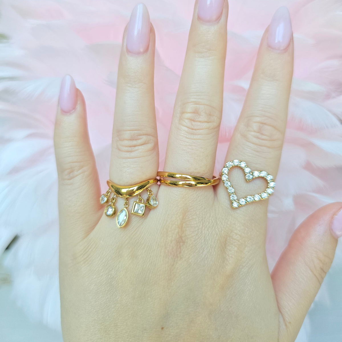 gold waterproof ring stack