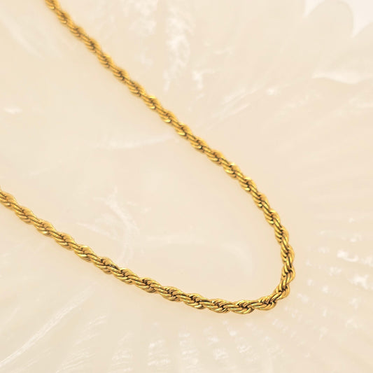 gold stacking necklace rope twisted chain