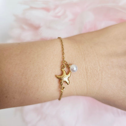 dainty gold waterproof starfish bracelet