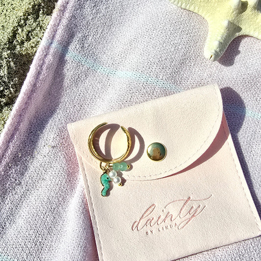 dainty seahorse dangle ring beach vacation jewelry