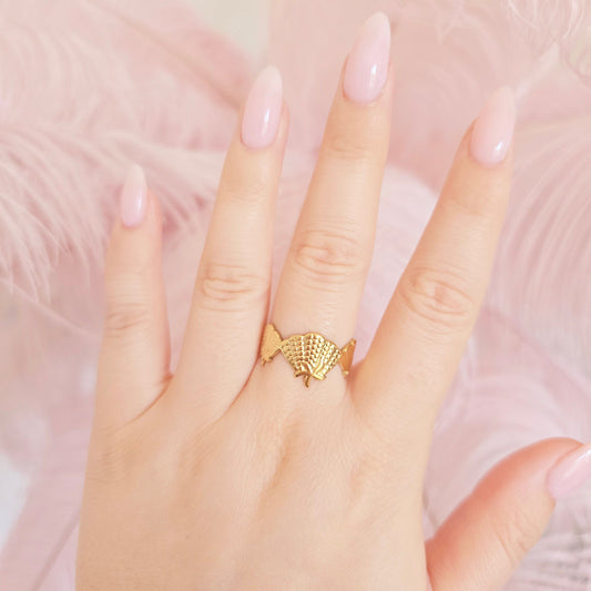 waterproof gold shell beach jewelry ring