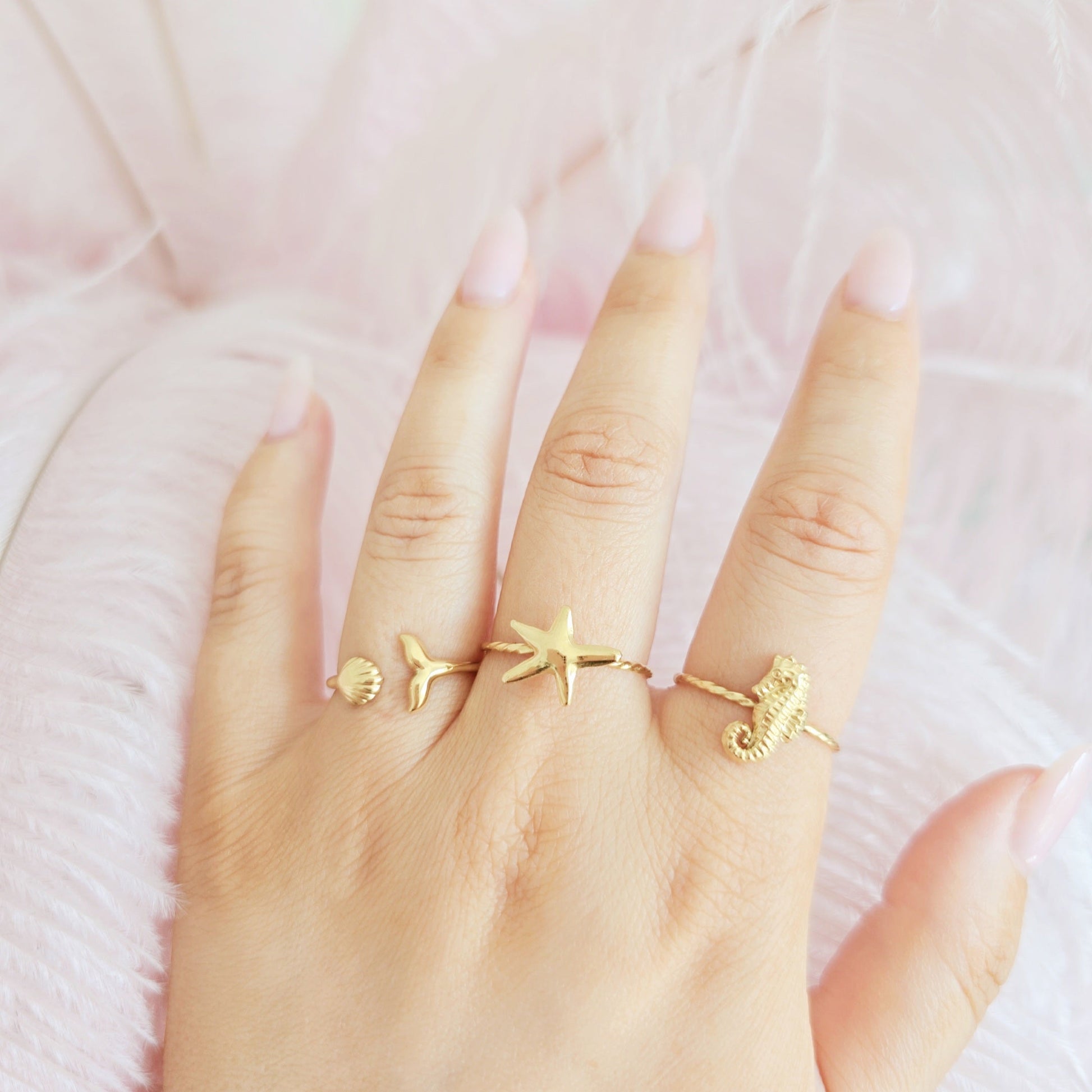 stackable gold waterproof beach rings