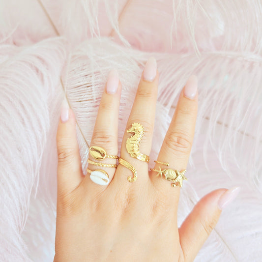beach vacation summer rings seahorse 
