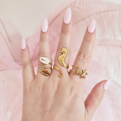 ocean inspired waterproof gold rings