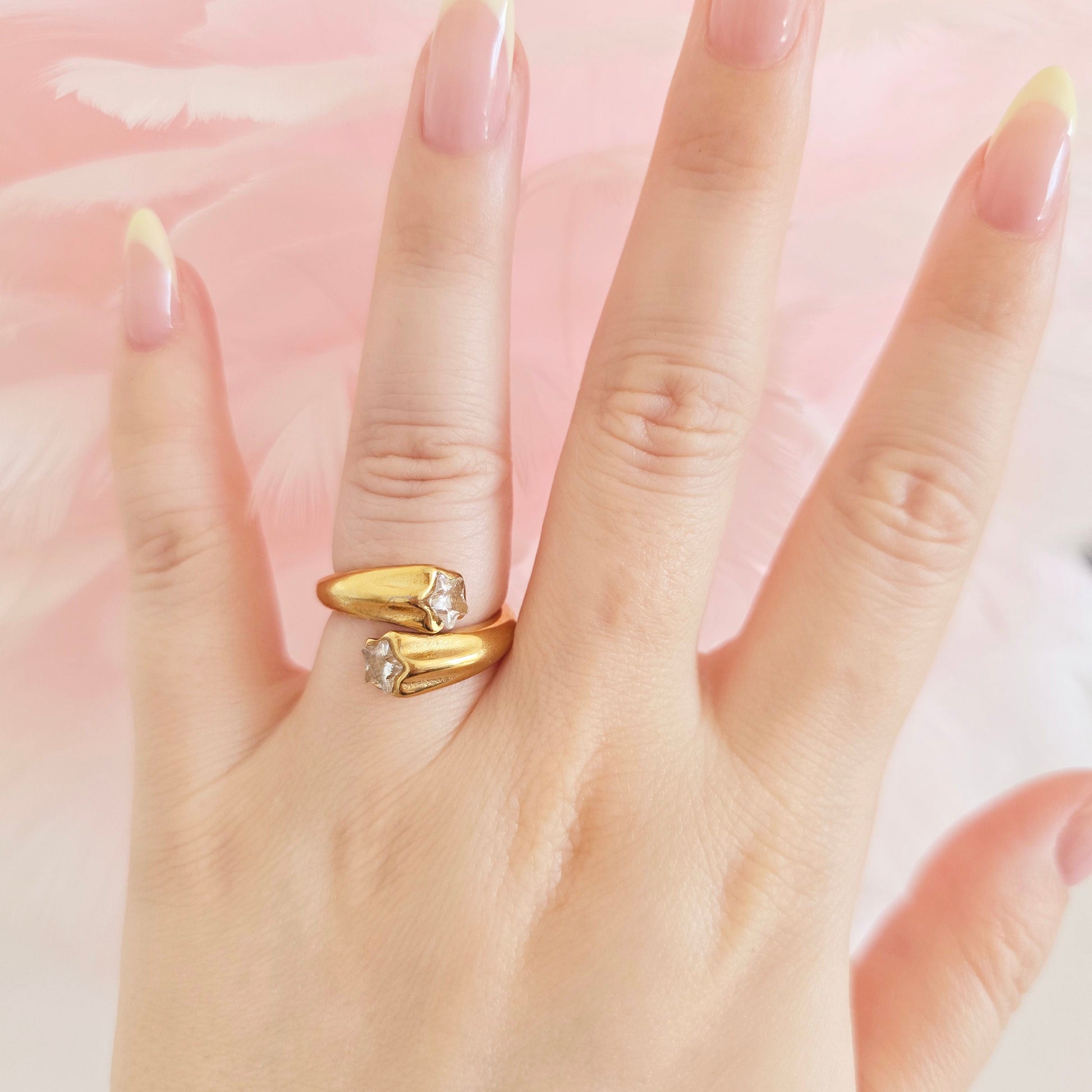 gold diamond stars ring unique waterproof