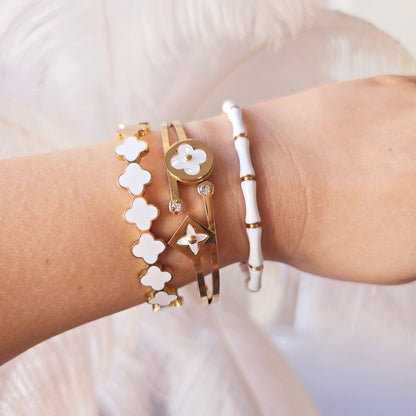 bangle stack white gold dainty bracelet