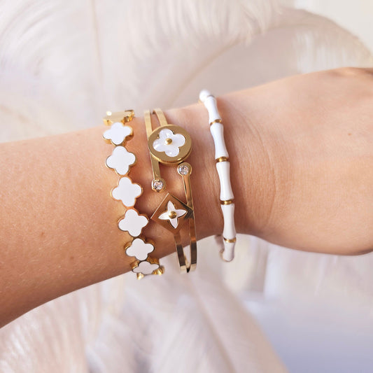 bangle stack white gold dainty bracelet