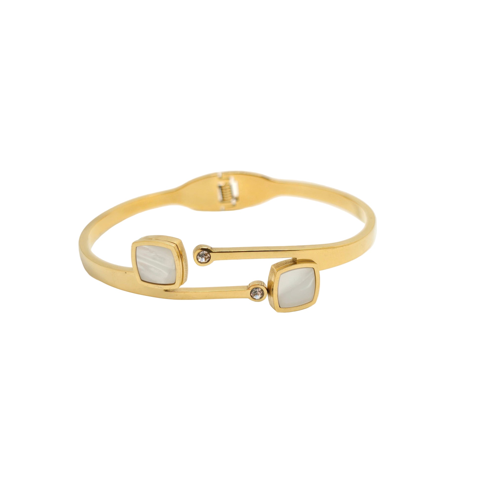 white square mother of pearl bangle